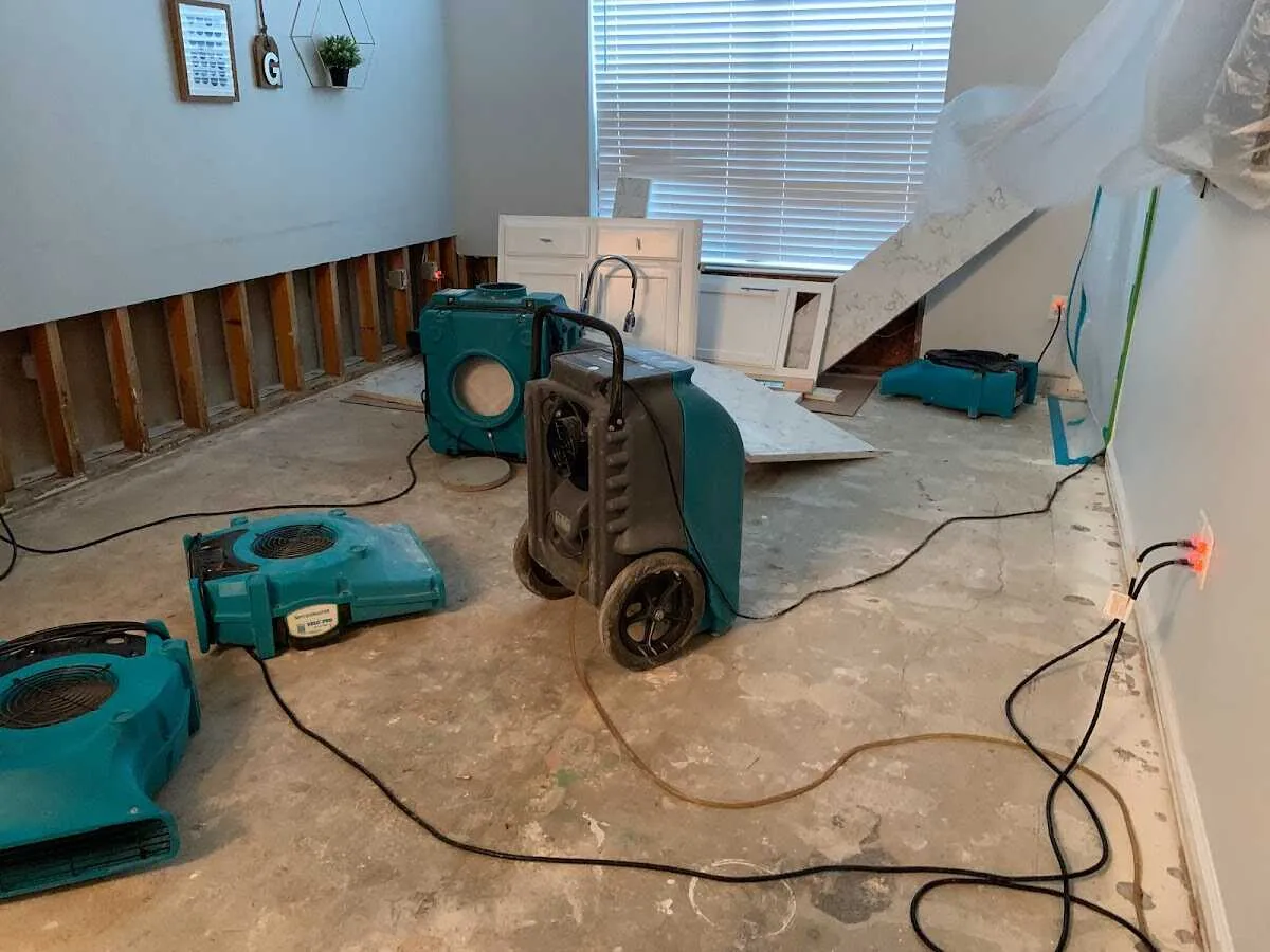 Dehumidifier in flood-cut room for Water Damage Restoration in Brattleboro